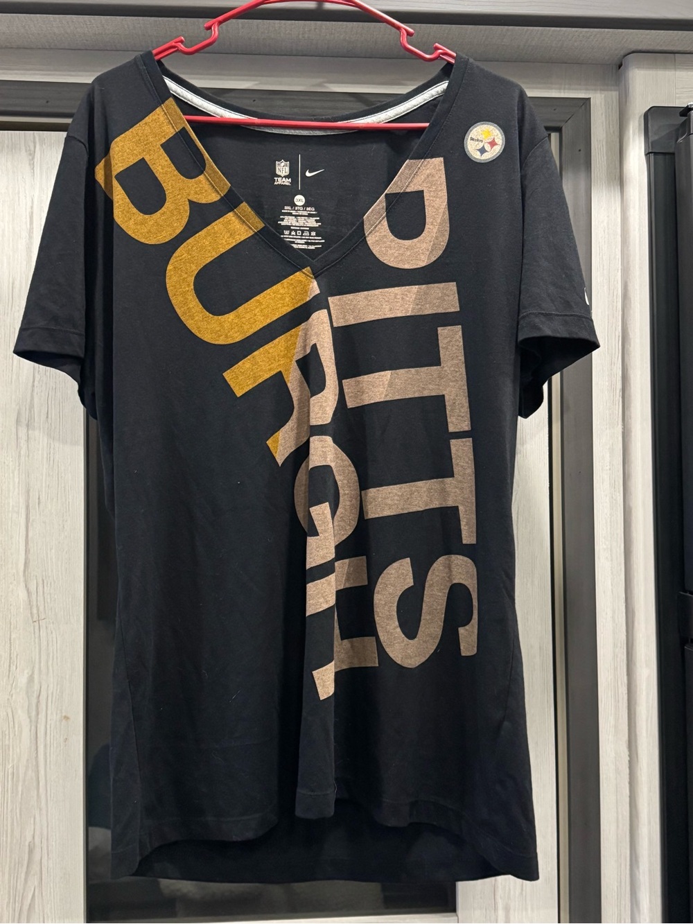 Nike Black V-Neck Pittsburgh 'PITTSBURGH' Short Sleeve Tee with Gold Print